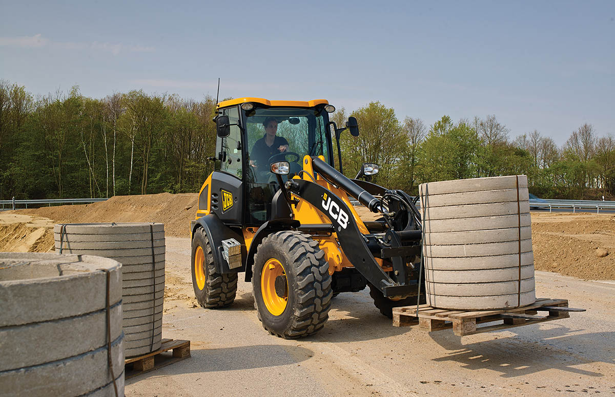 Front JCB kompakt Radlader mit Palettengabel