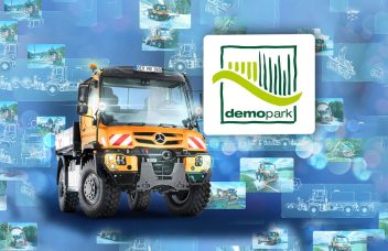 Banner der Demopark 2023 Messe, zu sehen ist ein kommunaler Unimog und das Messelogo